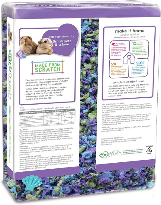 Carefresh 99% Dust-Free Sea Glass Natural Paper Small Pet Bedding, with Superior 10 Day Odor Control & Absorption, for Guinea Pigs, Hamsters, Rabbits, & Rats, 50 L