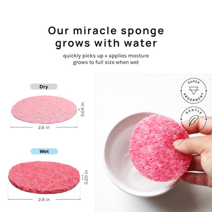 50-Count Compressed Facial Sponges 100% Natural Cosmetic Spa Sponges for Facial Cleansing, Exfoliating Mask, Remove for Makeup, Dead Skin, and Dirt (50 counts, Pink)