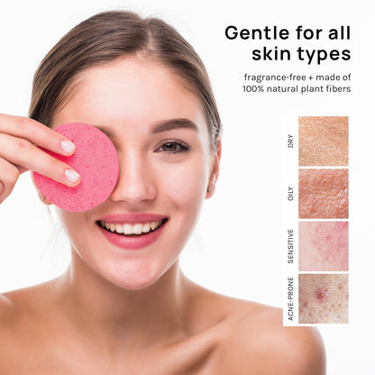 50-Count Compressed Facial Sponges 100% Natural Cosmetic Spa Sponges for Facial Cleansing, Exfoliating Mask, Remove for Makeup, Dead Skin, and Dirt (50 counts, Pink)