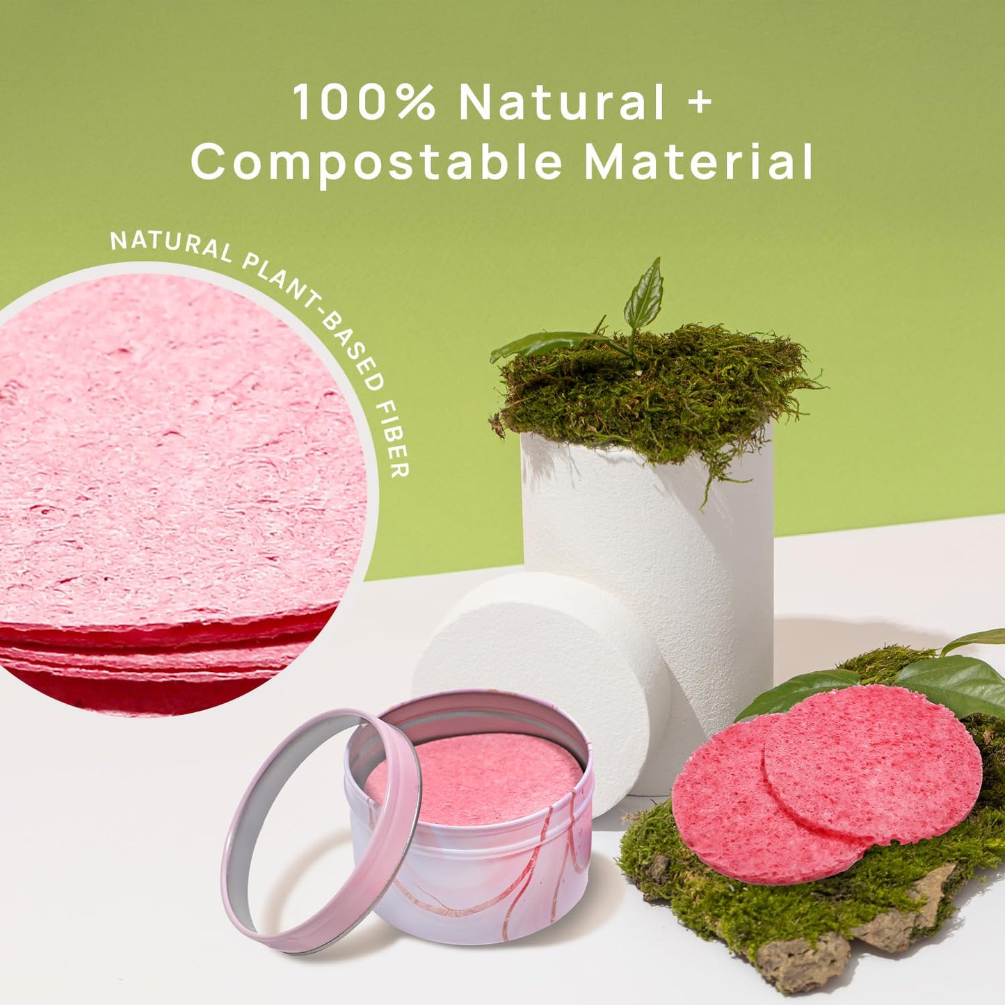50-Count Compressed Facial Sponges 100% Natural Cosmetic Spa Sponges for Facial Cleansing, Exfoliating Mask, Remove for Makeup, Dead Skin, and Dirt (50 counts, Pink)