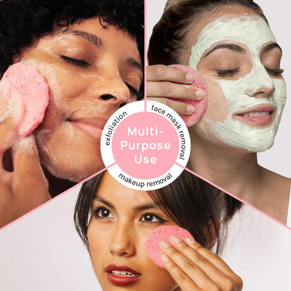 50-Count Compressed Facial Sponges 100% Natural Cosmetic Spa Sponges for Facial Cleansing, Exfoliating Mask, Remove for Makeup, Dead Skin, and Dirt (50 counts, Pink)