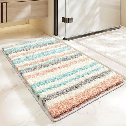 Stripes Bath Mat 16x24, Soft Absorbent Microfiber Bath Rugs