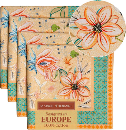Maison d' Hermine 100% Cotton Cloth Napkins Set of 4 Everyday Reusable Square Napkins Cloth Washable Dinner Party Wedding Restaurant Hotel Kitchen Spring Summer (Luxury Loft - Peach, 20" x 20")