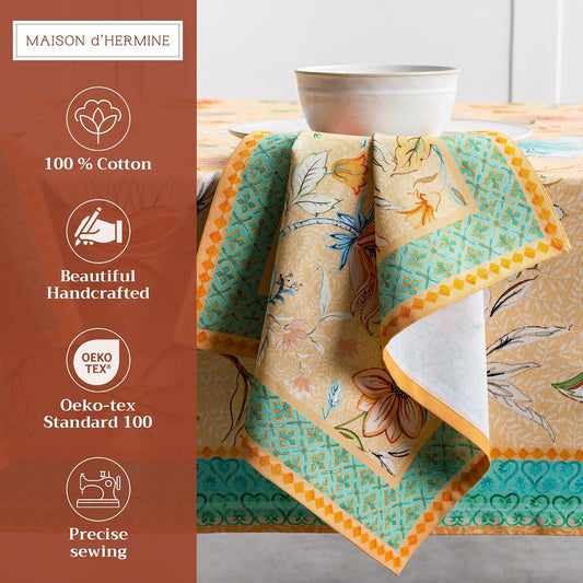 Maison d' Hermine 100% Cotton Cloth Napkins Set of 4 Everyday Reusable Square Napkins Cloth Washable Dinner Party Wedding Restaurant Hotel Kitchen Spring Summer (Luxury Loft - Peach, 20" x 20")