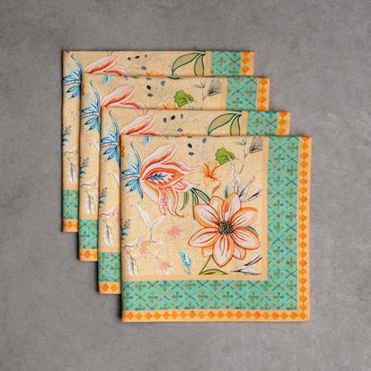 Maison d' Hermine 100% Cotton Cloth Napkins Set of 4 Everyday Reusable Square Napkins Cloth Washable Dinner Party Wedding Restaurant Hotel Kitchen Spring Summer (Luxury Loft - Peach, 20" x 20")