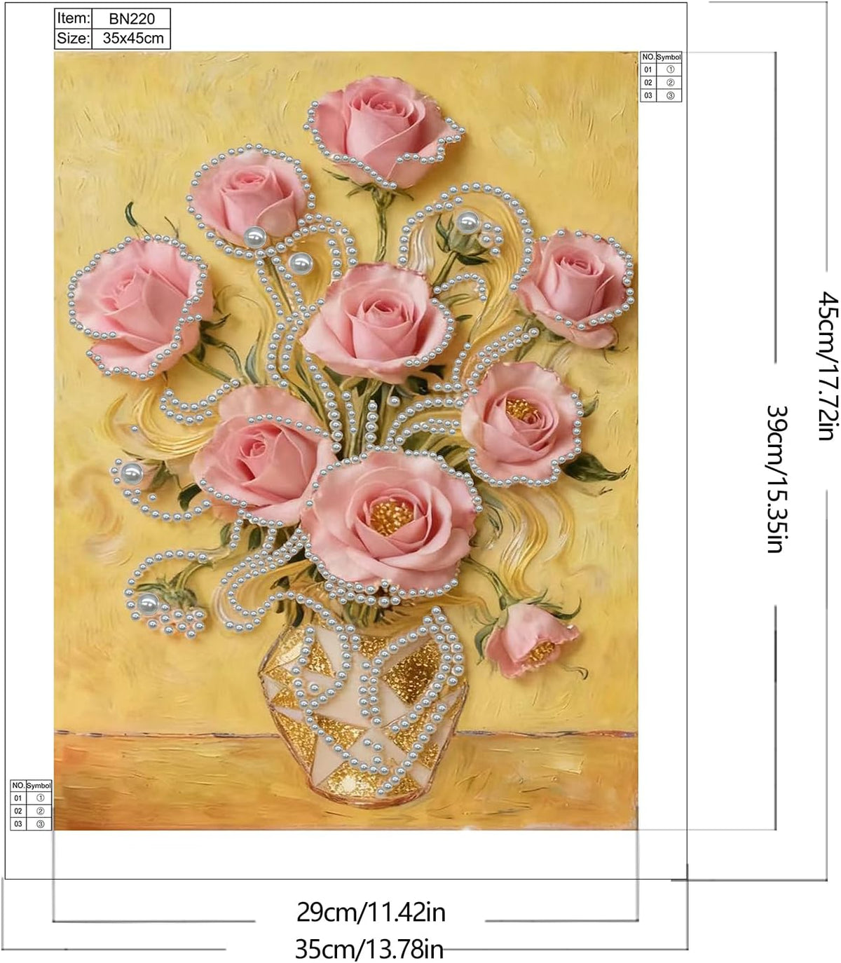 Pink Rose DIY Pearl Painting Art Kits Without Frame 30x40cm for Home Wall Decor