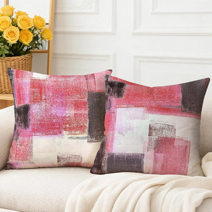 4 Pack Pink Grey Throw Pillow Covers 18x18 Printed Art Decor, Polyester Modern Abstract Art, Decorative Cushion Cases for Couch Sofa Bed, for Family Friend, Vibrant Home Decor