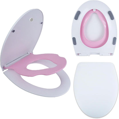 Elongated Toilet Seat with Child Seat, Soft Close