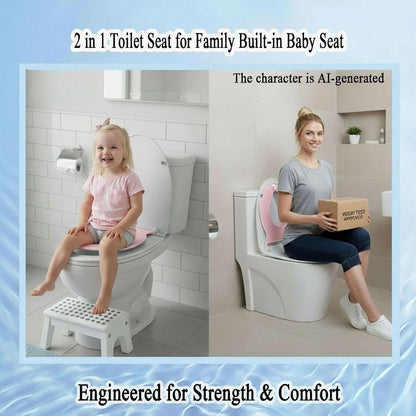 Elongated Toilet Seat with Child Seat, Soft Close