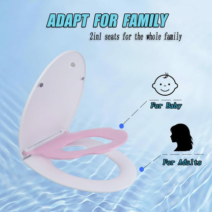 Elongated Toilet Seat with Child Seat, Soft Close