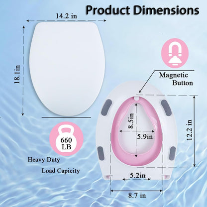 Elongated Toilet Seat with Child Seat, Soft Close