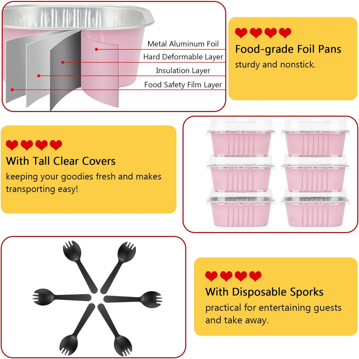 5oz Mini Cake Pans with Lids, Individual Brownie Tins 120 Pack