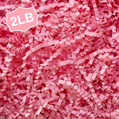 2LB Crinkle Paper Shred Filler for Gift Box Bag and Basket On Mother's Day(Pink)