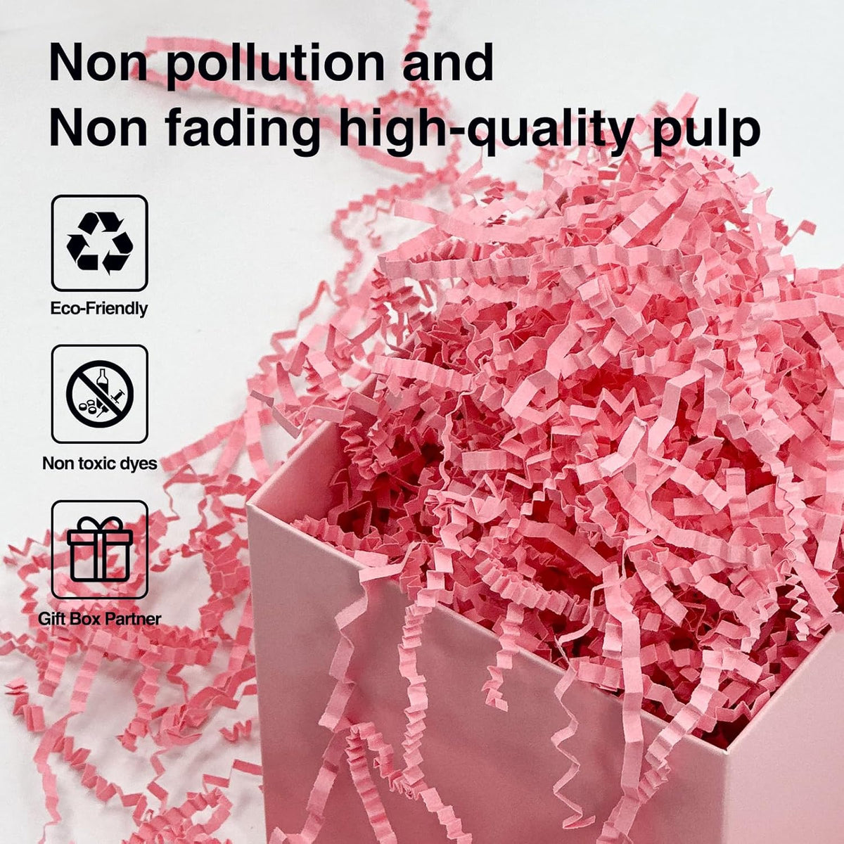 2LB Crinkle Paper Shred Filler for Gift Box Bag and Basket On Mother's Day(Pink)