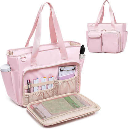 Teacher Tote Bag, Teacher Work Bag with 15.6 Inch Laptop Compartment