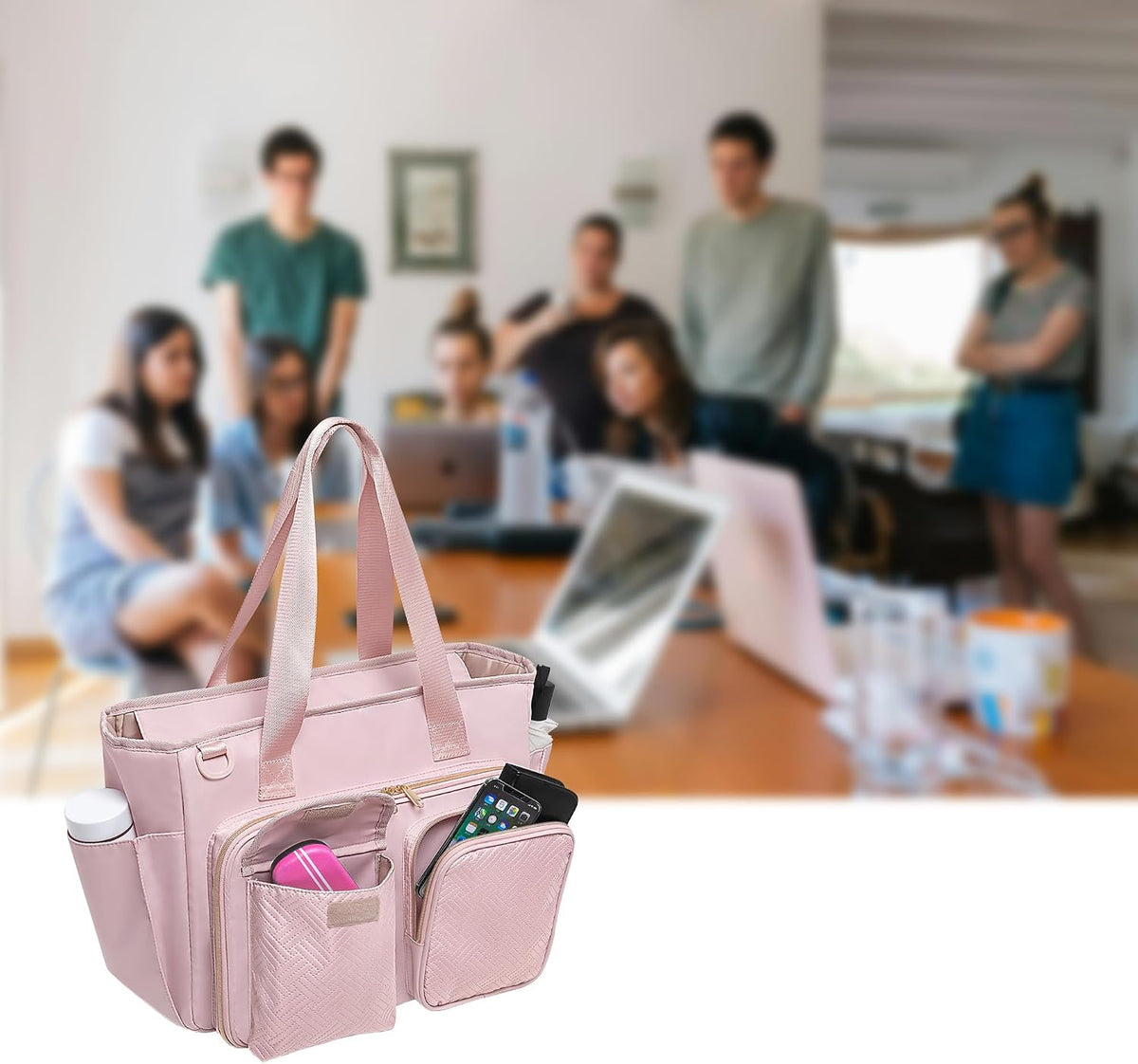 Teacher Tote Bag, Teacher Work Bag with 15.6 Inch Laptop Compartment