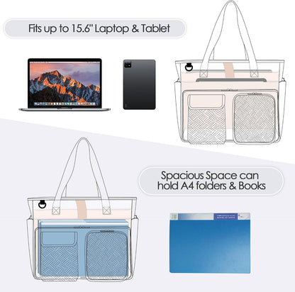 Teacher Tote Bag, Teacher Work Bag with 15.6 Inch Laptop Compartment