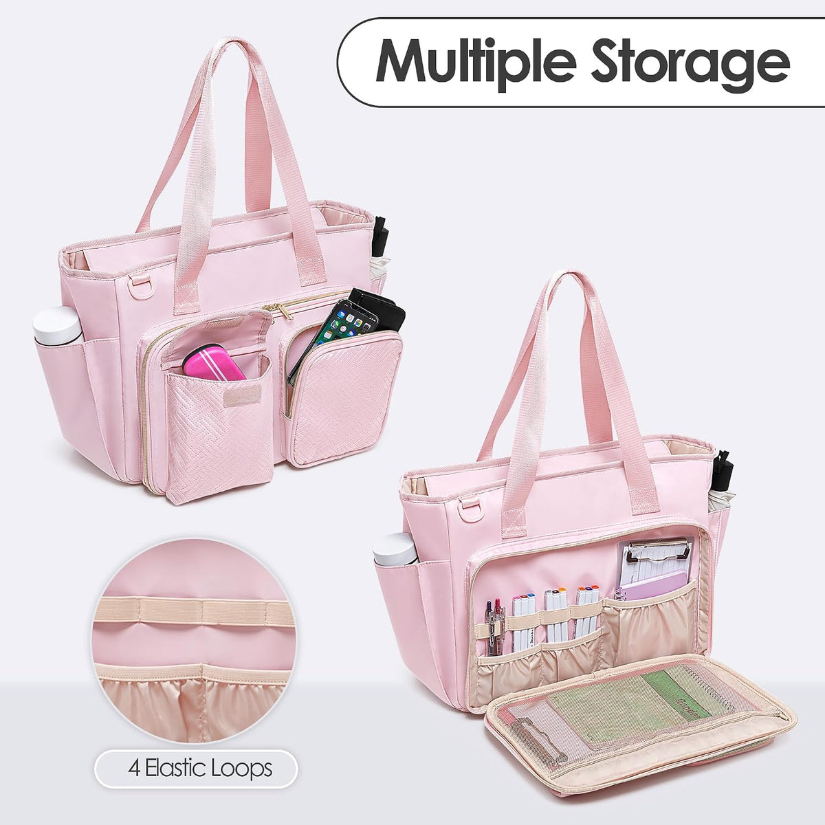 Teacher Tote Bag, Teacher Work Bag with 15.6 Inch Laptop Compartment