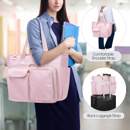 Teacher Tote Bag, Teacher Work Bag with 15.6 Inch Laptop Compartment