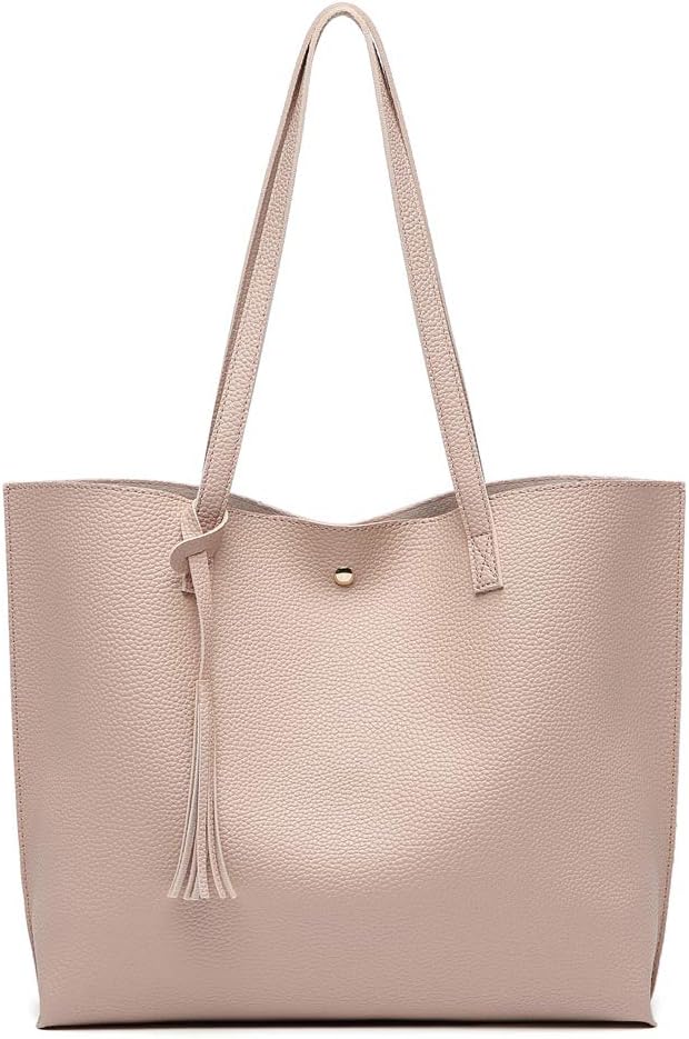 Women's Soft Faux Leather Tote Shoulder Bag from, Big Capacity Tassel Handbag