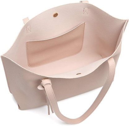 Women's Soft Faux Leather Tote Shoulder Bag from, Big Capacity Tassel Handbag