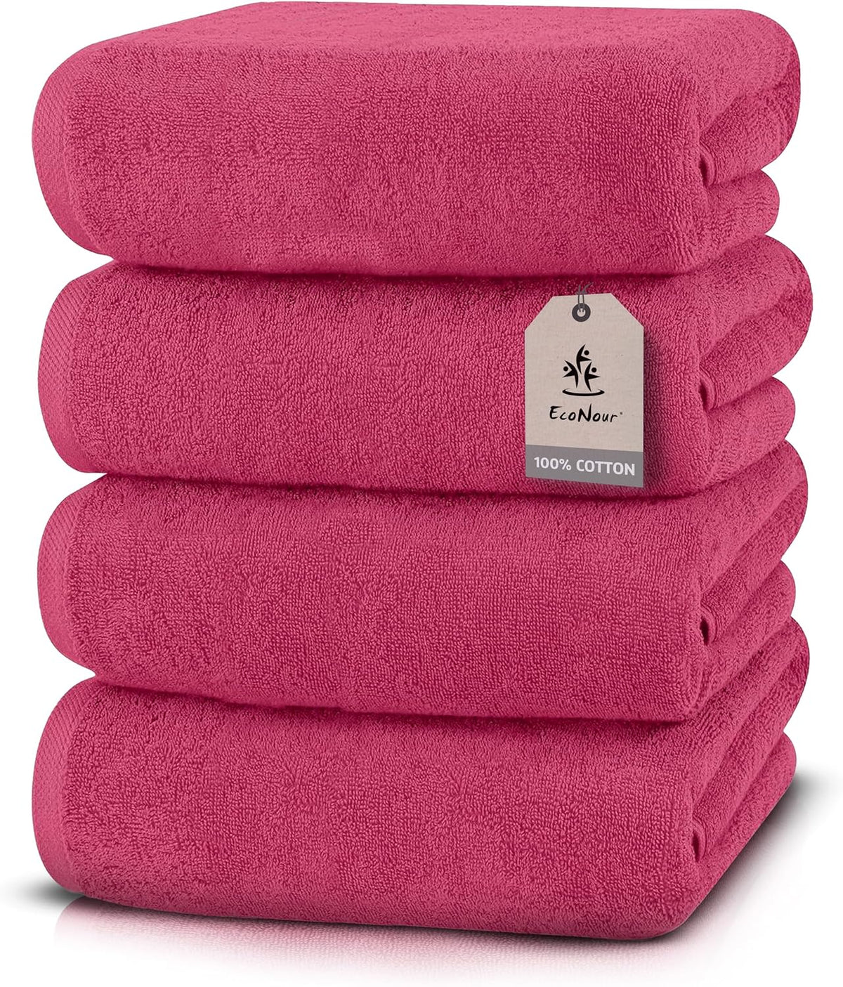 Luxury 4-Pack Pink Turkish Cotton Bath Towels, 550 GSM 100% Cotton – 27x54 Inch, Ultra Soft, Quick Dry & Highly Absorbent for Bathroom, Gym & Travel