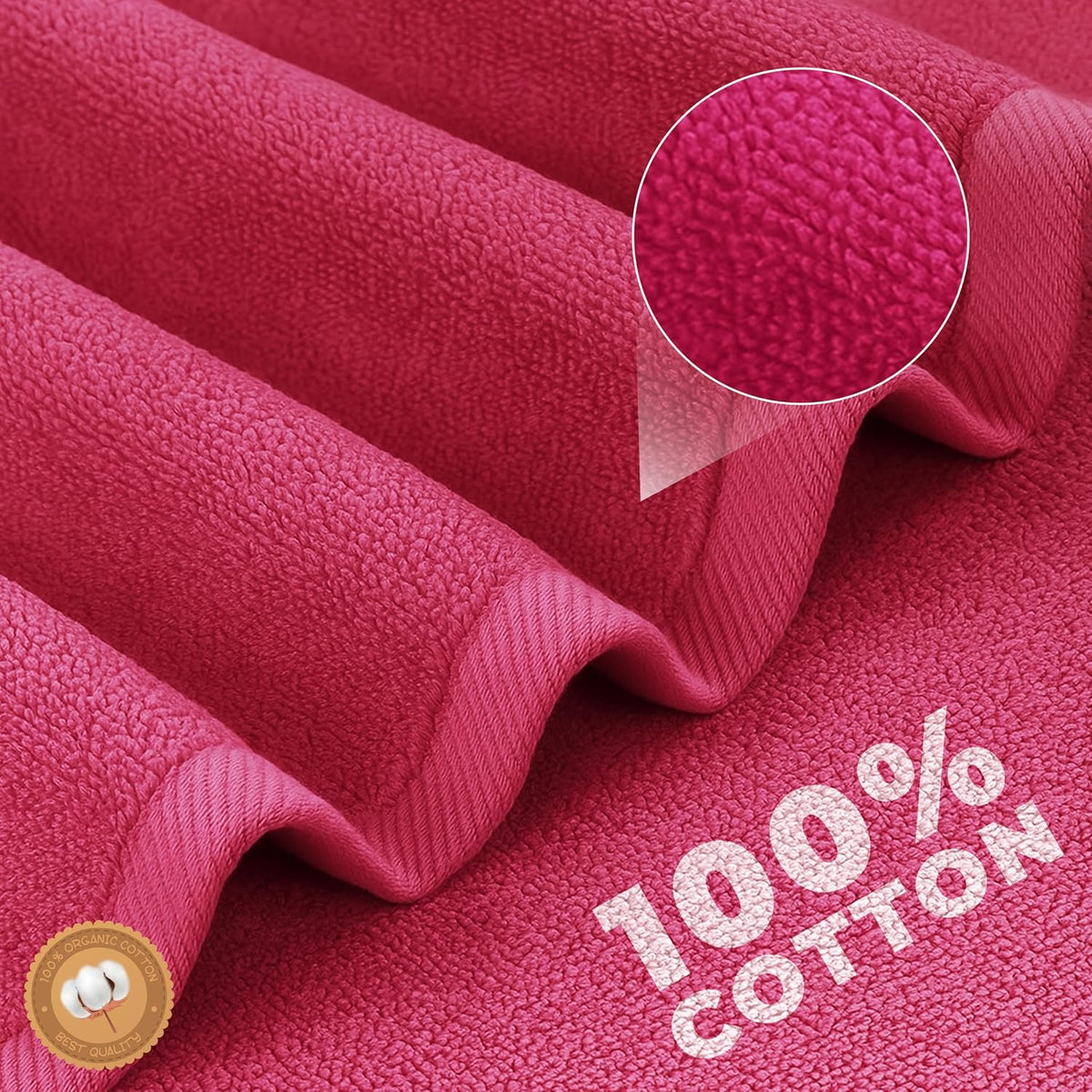 Luxury 4-Pack Pink Turkish Cotton Bath Towels, 550 GSM 100% Cotton – 27x54 Inch, Ultra Soft, Quick Dry & Highly Absorbent for Bathroom, Gym & Travel