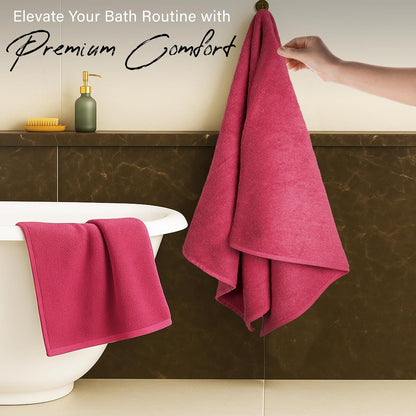 Luxury 4-Pack Pink Turkish Cotton Bath Towels, 550 GSM 100% Cotton – 27x54 Inch, Ultra Soft, Quick Dry & Highly Absorbent for Bathroom, Gym & Travel