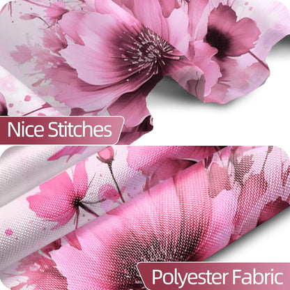 Pink Floral Shower Curtain Set for Bathroom 72" Wx72 L