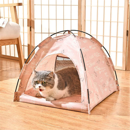 Foldable Cat Teepee Tent for Indoor Cats, Pet Bed Outdoor Camping Tent for Small Dogs or Cats (Small, Pink)