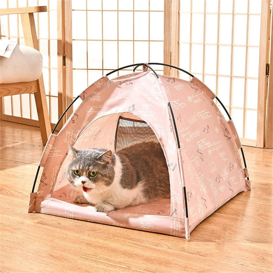 Foldable Cat Teepee Tent for Indoor Cats, Pet Bed Outdoor Camping Tent for Small Dogs or Cats (Small, Pink)