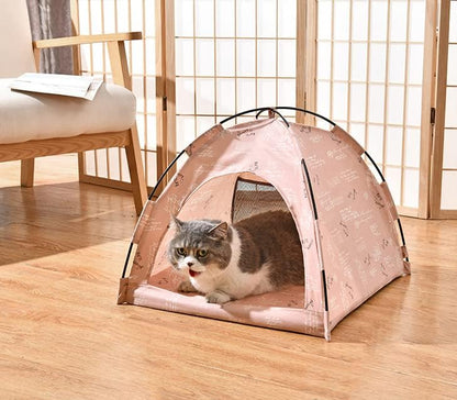 Foldable Cat Teepee Tent for Indoor Cats, Pet Bed Outdoor Camping Tent for Small Dogs or Cats (Small, Pink)