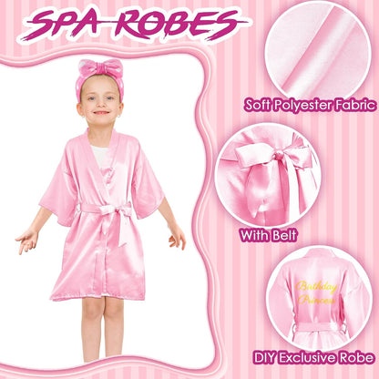 36 Pcs Spa Party Supplies for Girls 12 Kimono Robe V Neck Bathrobe 12 Soft Spa Headband 12 Disposable Foam