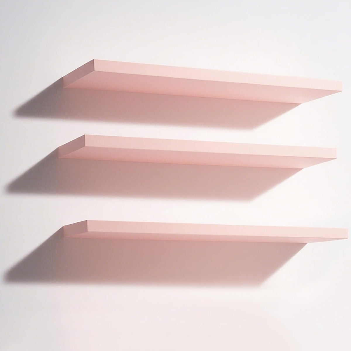 Youyole 3 Pack Pink Floating Shelves for Wall 16 Inch Solid Wood Wall Book Shelf for Bathroom Living Room Bedroom Hanging Display Decor, Princess Aesthetic Room Decor (Pink)