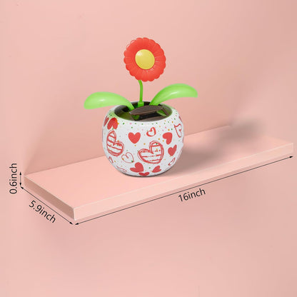 Youyole 3 Pack Pink Floating Shelves for Wall 16 Inch Solid Wood Wall Book Shelf for Bathroom Living Room Bedroom Hanging Display Decor, Princess Aesthetic Room Decor (Pink)