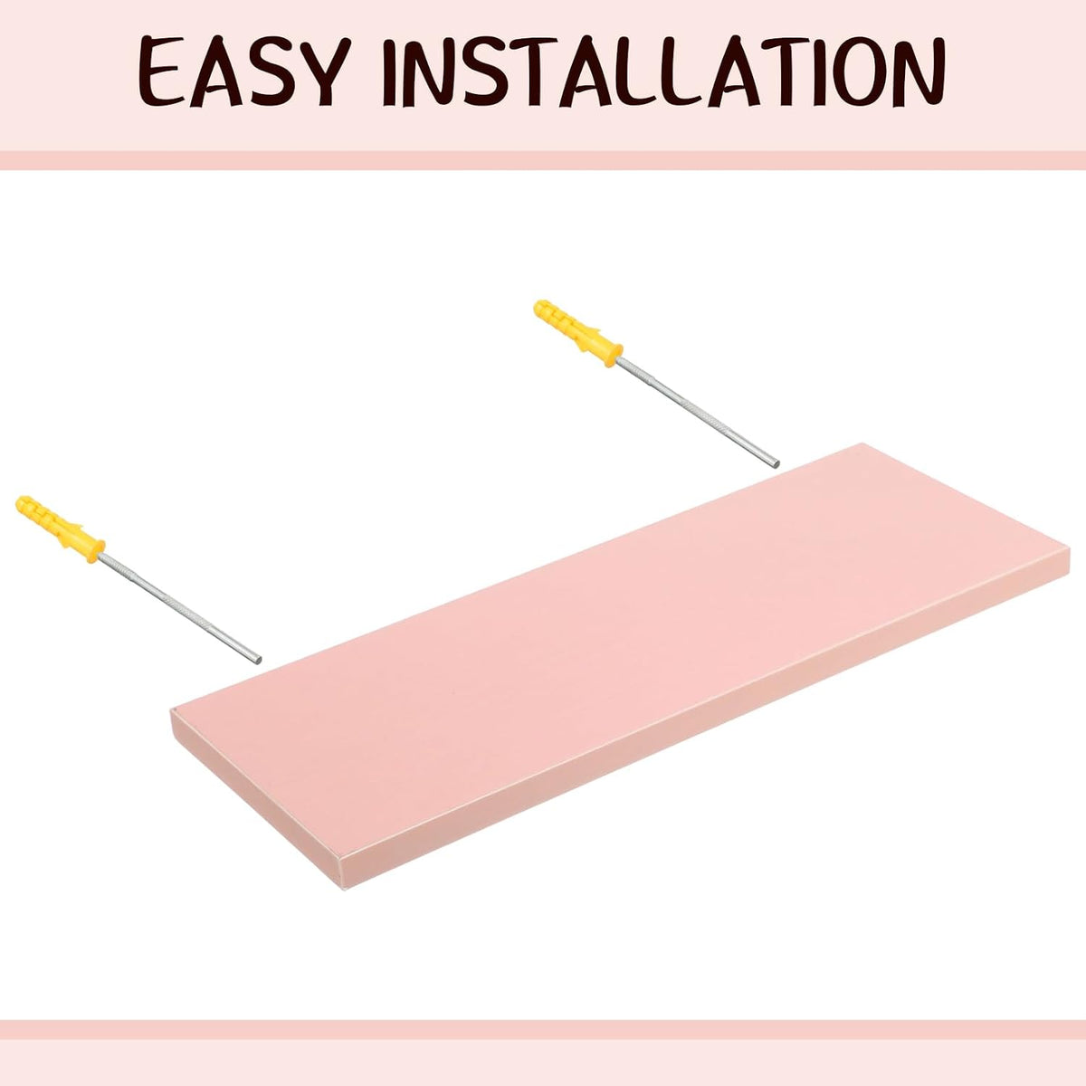 Youyole 3 Pack Pink Floating Shelves for Wall 16 Inch Solid Wood Wall Book Shelf for Bathroom Living Room Bedroom Hanging Display Decor, Princess Aesthetic Room Decor (Pink)