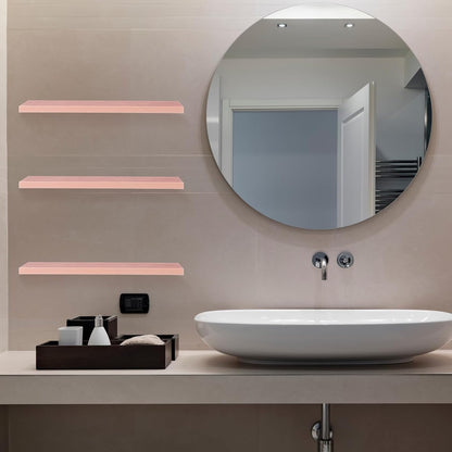 Youyole 3 Pack Pink Floating Shelves for Wall 16 Inch Solid Wood Wall Book Shelf for Bathroom Living Room Bedroom Hanging Display Decor, Princess Aesthetic Room Decor (Pink)