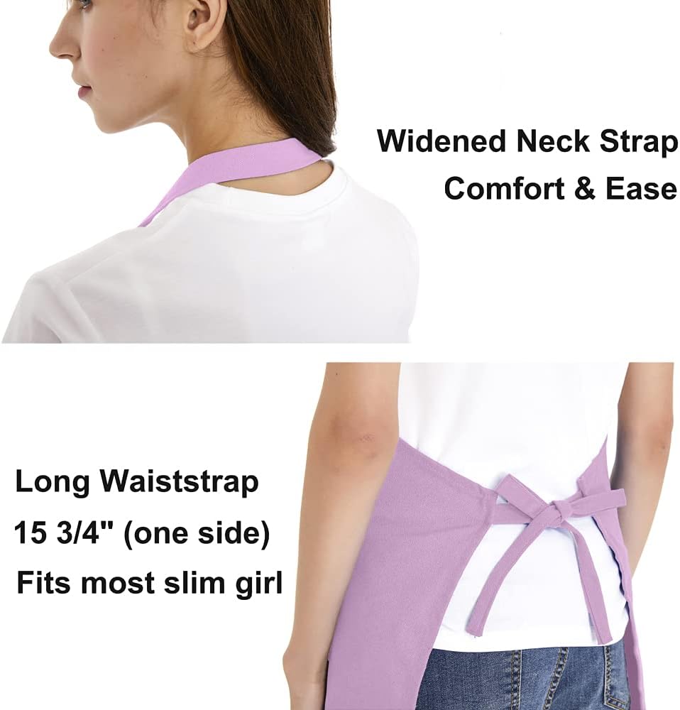 Kitchen Bib Apron, Cotton Canvas with 2 Pockets, Adjustable