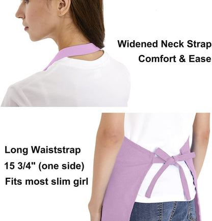 Kitchen Bib Apron, Cotton Canvas with 2 Pockets, Adjustable
