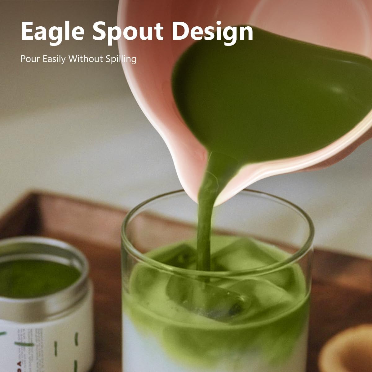Pink Matcha Whisk Set, 7 Pcs Matcha Kit Includes Matcha Bowl with Spout, Bamboo Whisk, Chasen Holder, Sifter, Scoop and Rest, Tea Towel, Matcha Making Kit Tools for Family/Friend