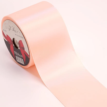 Quality 3 Inch Wide Satin Ribbon by 25 Yard Spool| Polyester Ribbon for Floral Arrangement, Wedding Bouquet, and Big DIY Artwork Projects | No Fading Woven Ribbon (3 Inch Width, Peach)