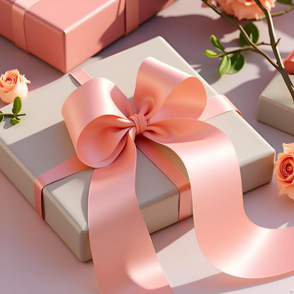 Quality 3 Inch Wide Satin Ribbon by 25 Yard Spool| Polyester Ribbon for Floral Arrangement, Wedding Bouquet, and Big DIY Artwork Projects | No Fading Woven Ribbon (3 Inch Width, Peach)