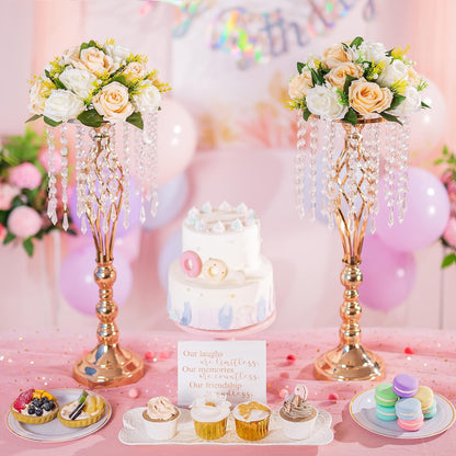 Flower Centerpieces Wedding Tables: Champagne & White, 2 Packs
