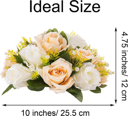 Flower Centerpieces Wedding Tables: Champagne & White, 2 Packs