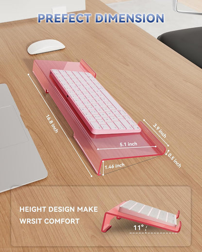 Acrylic Computer Keyboard Wrist Rest Stand for Desktop, Keyboard Riser
