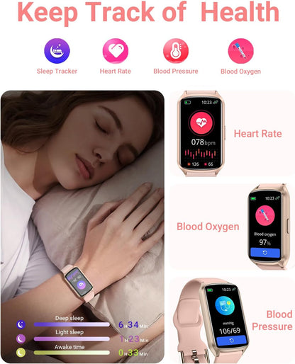 Amzhero Health Fitness Tracker with 24/7 Heart Rate, Blood Oxygen, Blood Pressure, Sleep Tracker, 5ATM Waterproof Activity Trackers with Step Tracker, Pedometer (S & L Bands Included)