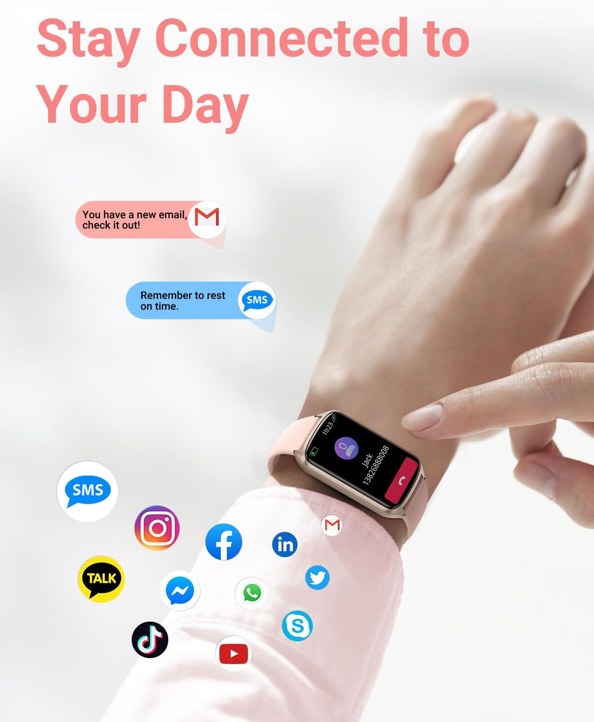 Amzhero Health Fitness Tracker with 24/7 Heart Rate, Blood Oxygen, Blood Pressure, Sleep Tracker, 5ATM Waterproof Activity Trackers with Step Tracker, Pedometer (S & L Bands Included)