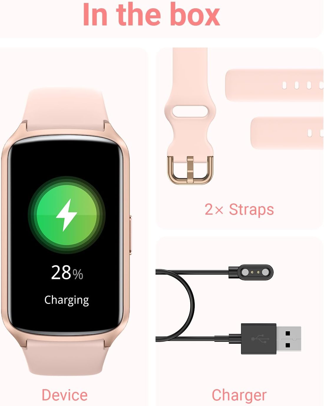 Amzhero Health Fitness Tracker with 24/7 Heart Rate, Blood Oxygen, Blood Pressure, Sleep Tracker, 5ATM Waterproof Activity Trackers with Step Tracker, Pedometer (S & L Bands Included)