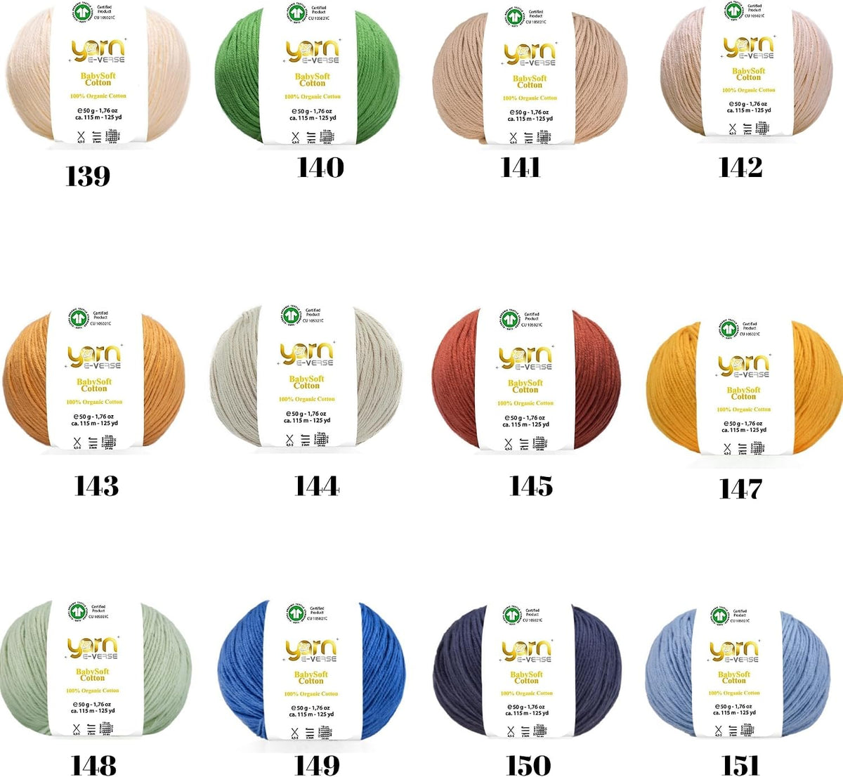 Babysoft Cotton Yarn, , 100% Organic Cotton, Soft & Hypoallergenic, Ideal for Baby Knitting, Crocheting, Amigurumi & DIY Projects, Organic Textile Certified, 50g (1, 125 Peach Pink)