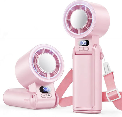Portable Handheld Turbo Fan, 1-199 Speed Adjustable, Pink